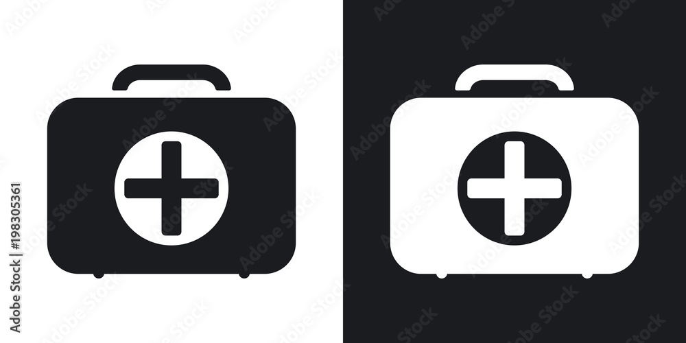 Vector first aid box icon. Two-tone version on black and white background Vector first aid box icon. Two-tone version on black and white background