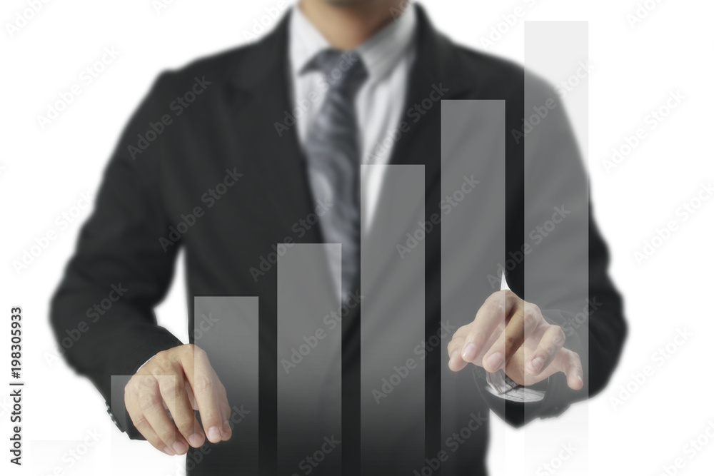 Businessman with financial symbols coming Businessman with financial symbols coming