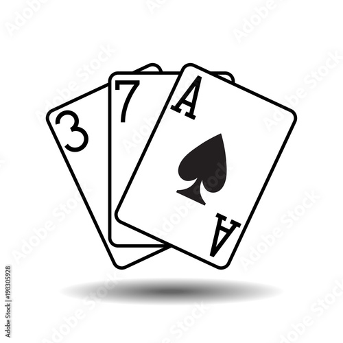 Three spades playing cards vector illustration