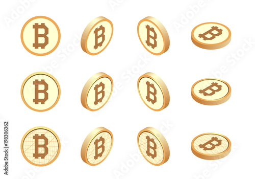 bitcoin sign is isometric. set. electronic money of cryptocurrency photo