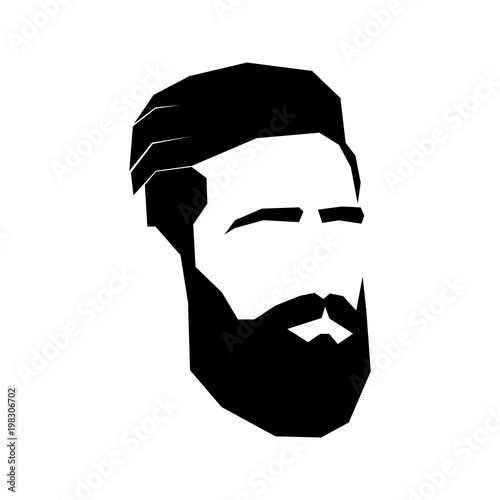 face of bearded man. sign for men's hair salon. hipster