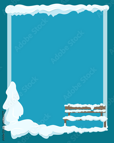 Bench under Snow Greeting Card with Empty Space