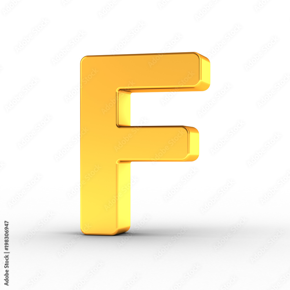 The letter F as a polished golden object with clipping path The letter F as a polished golden object with clipping path