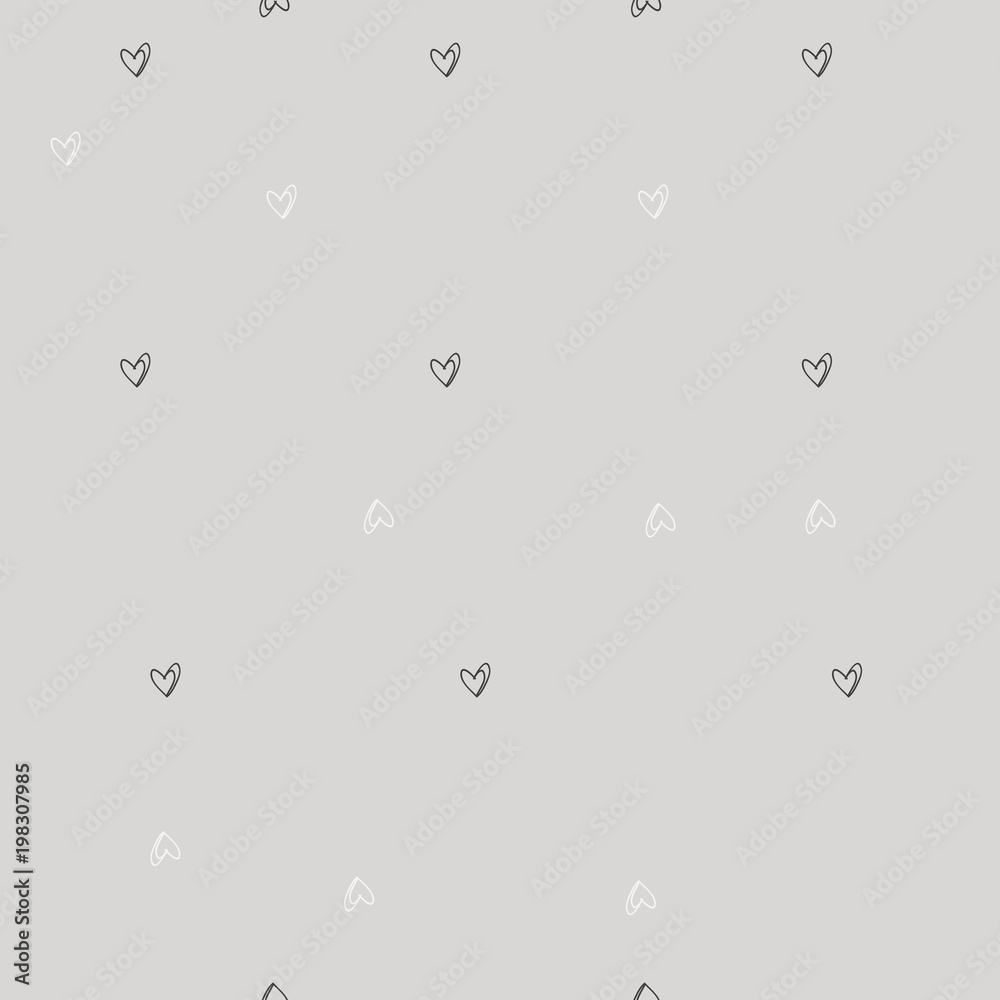  Seamless vertical hearts  pattern . Hand drawn.
