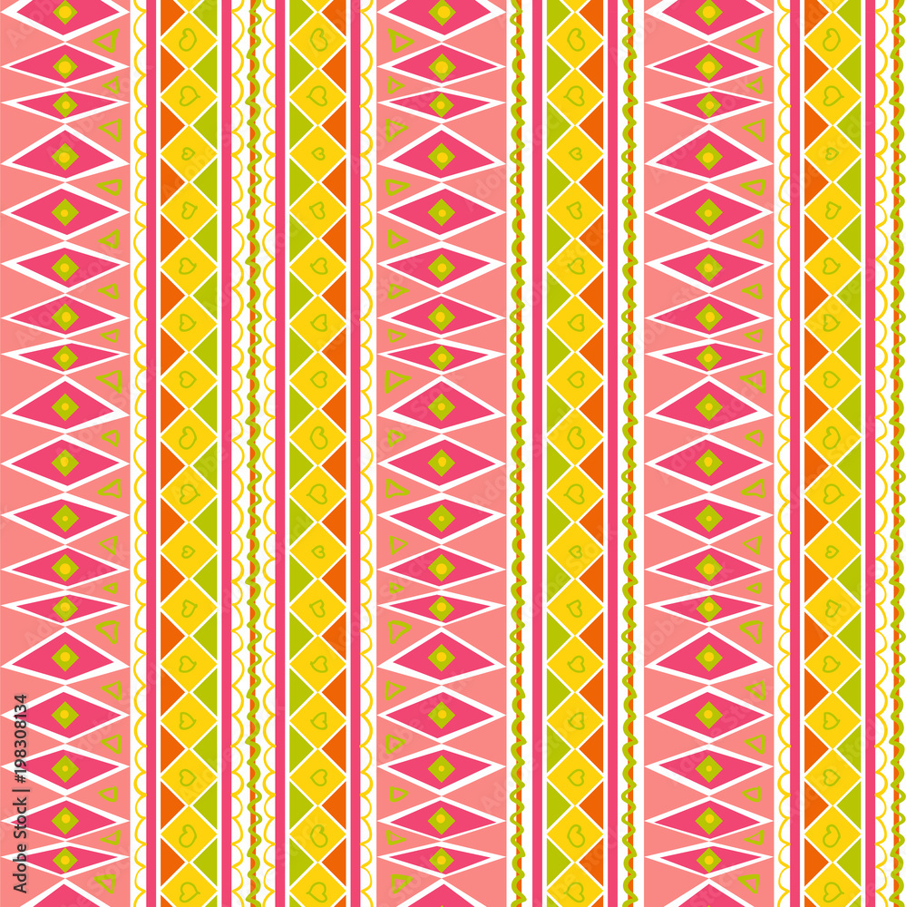 Geometric Seamless Pattern with Pink, Yellow, Perfect for wallpaper, textile, Easter, Valentine, birthday and wedding cards. saturated pink yellow barbie color geometric pattern with hand-drawn elemen Geometric Seamless Pattern with Pink, Yellow, Perfect for wallpaper, textile, Easter, Valentine, birthday and wedding cards. saturated pink yellow barbie color geometric pattern with hand-drawn elemen
