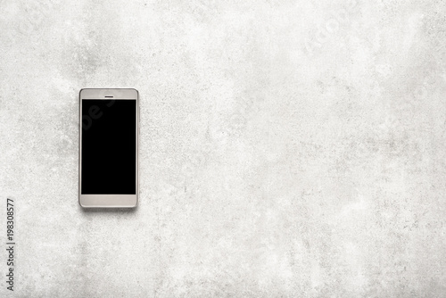 Black screen of smartphone, smart mobile phone, top view © alicja neumiler