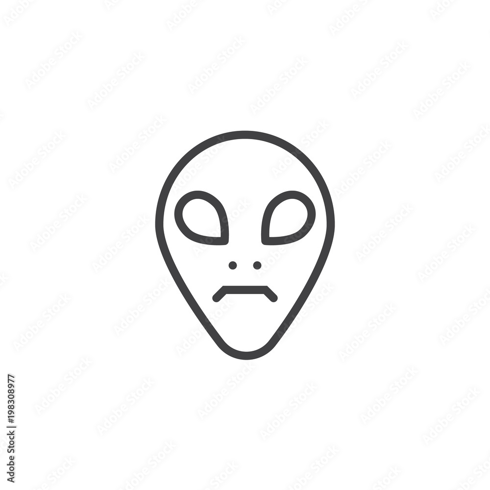 Alien head outline icon. linear style sign for mobile concept and web design. Extraterrestrial face simple line vector icon. Symbol, logo illustration. Pixel perfect vector graphics