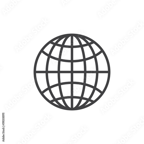Earth grid outline icon. linear style sign for mobile concept and web design. Planet Globe simple line vector icon. Symbol, logo illustration. Pixel perfect vector graphics