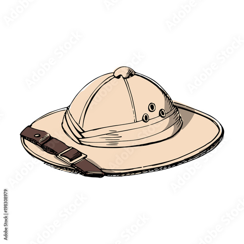 Helmet of the Legionnaire,  pith hat. Travel to World.Travelling illustration.