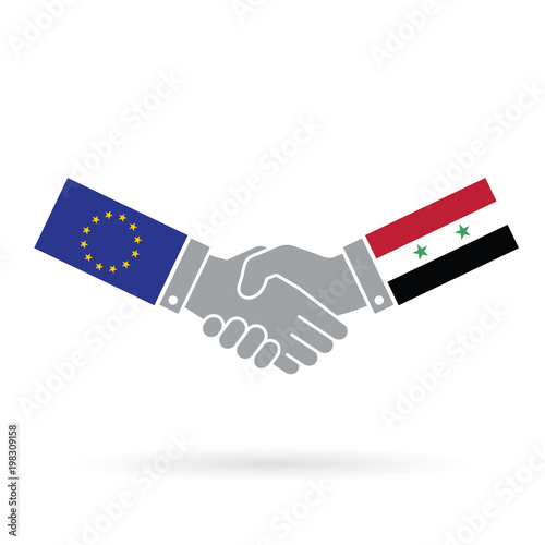 European union and Syria handshake business agreement.