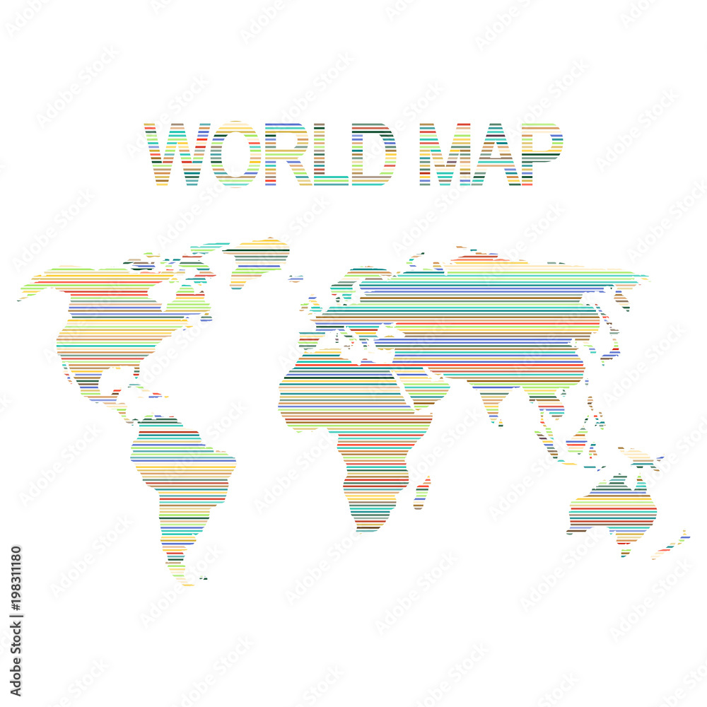 Obraz premium Set of monochrome icons with world map for your design