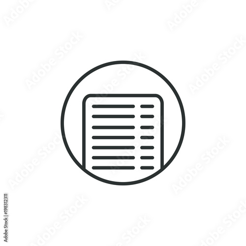 Black and white linear menu list icon