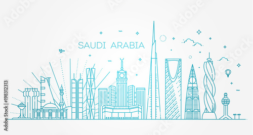 Saudi Arabia detailed Skyline. Travel and tourism background