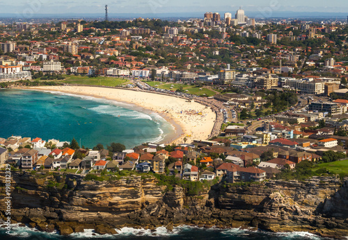 Canvas Print Aerial view from a small plane of Bondi beach, Sydney, Australia