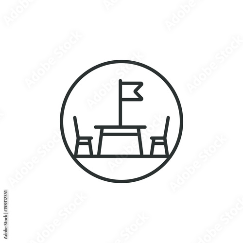 Black and white linear table booking icon