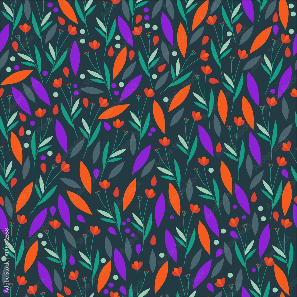 Bright floral vector pattern. Seamless spring pattern.