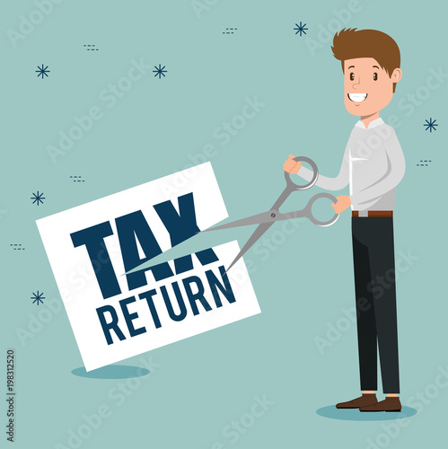 businessman with tax set icons