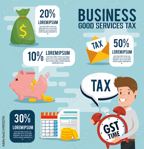 businessman with tax set icons