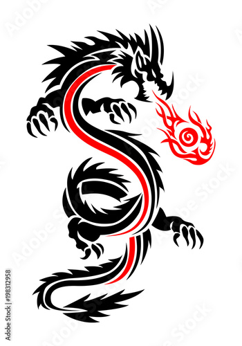 Fototapeta fiery dragon tattoo