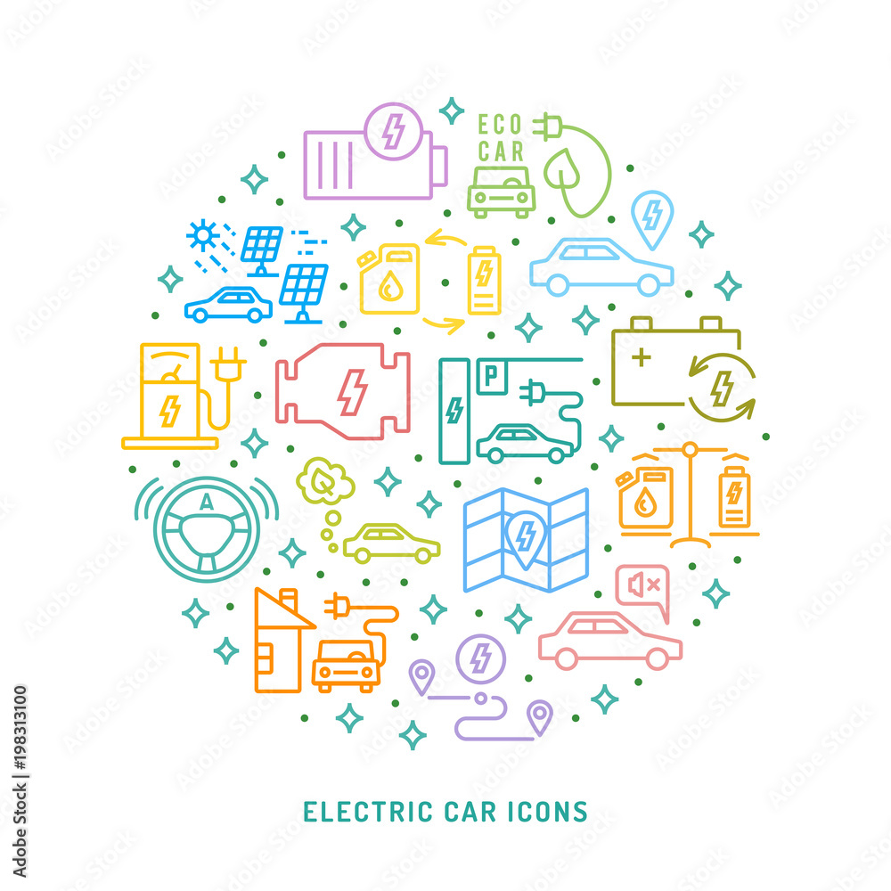 Electric car conceptual background Electric car conceptual background