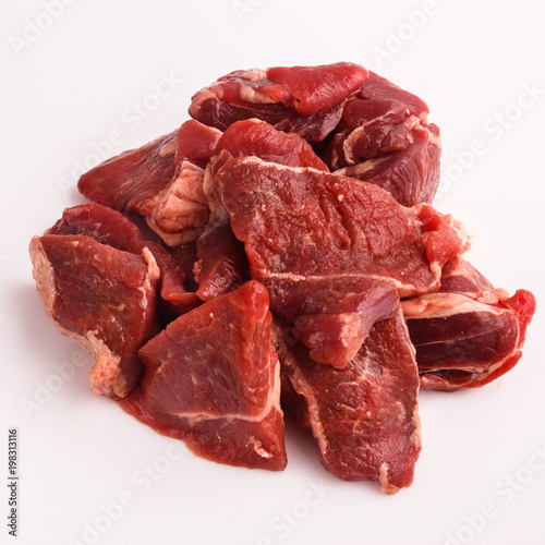 fresh lamb meat on a white background