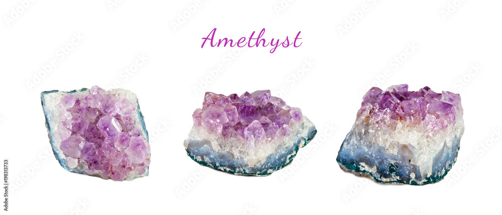 Macro shooting of natural gemstone. Mineral amethyst. Isolated object on a white background. Macro shooting of natural gemstone. Mineral amethyst. Isolated object on a white background.