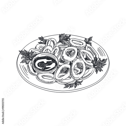 Beautiful vector hand drawn seafood Illustration.