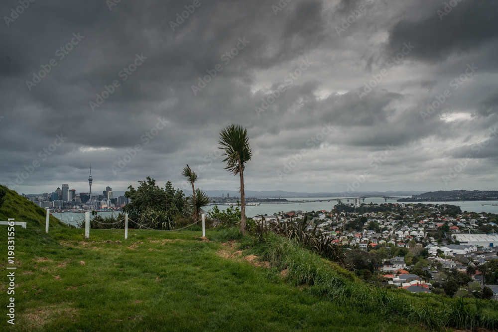 Fototapeta premium Neuseeland - Devonports auckland Panorama // New Zeland davonports panoramic view of auckland