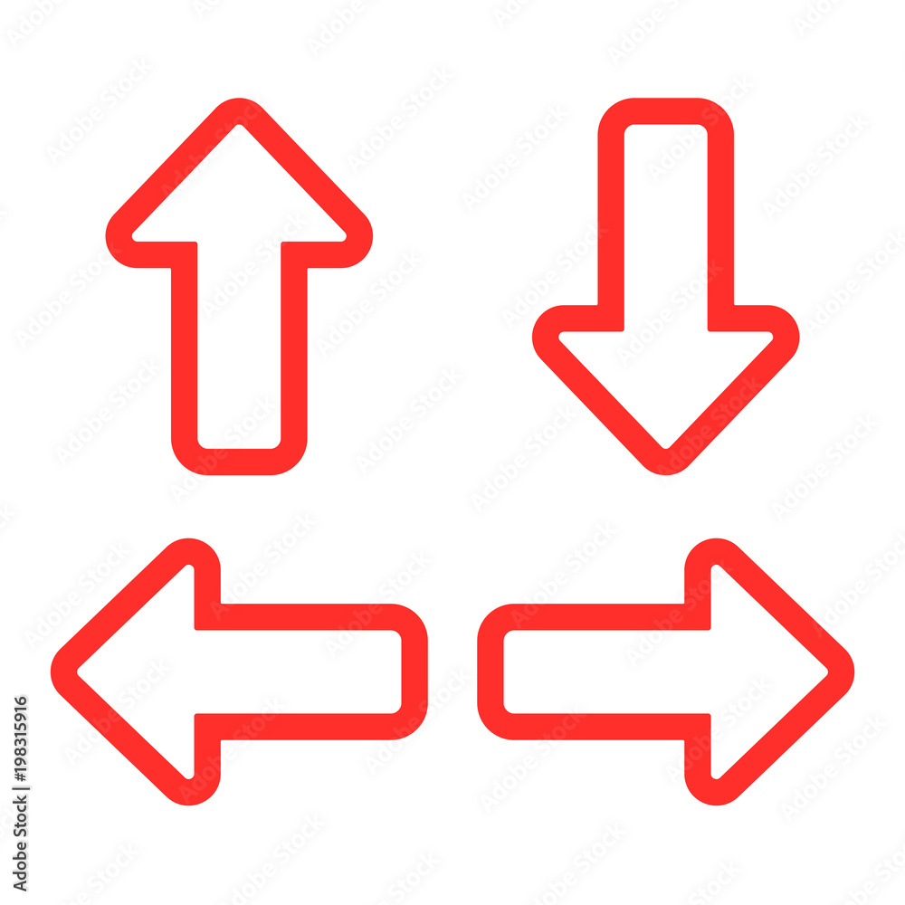 red arrow set isolated vector, outline vector red arrow set isolated vector, outline vector