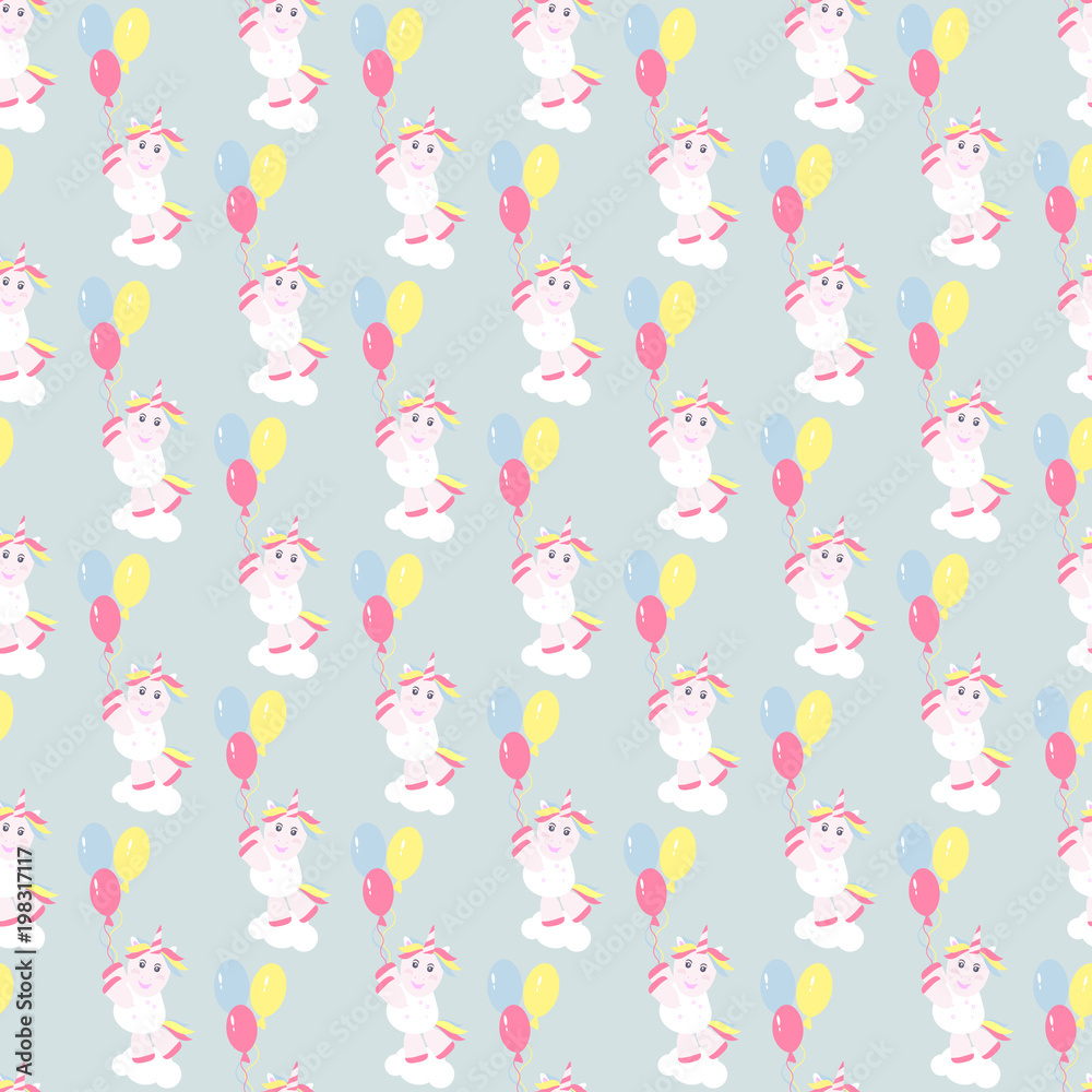 Cute unicorn pattern magic baby vector