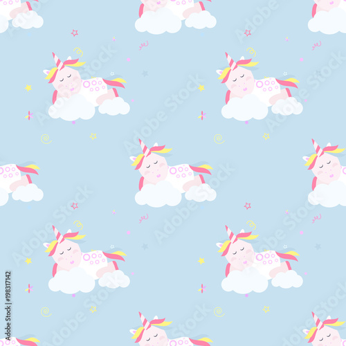 Cute unicorn pattern magic baby vector