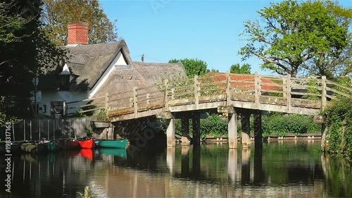 Constable Country; Flatford Bridge over the River Stour, Suffolk, England