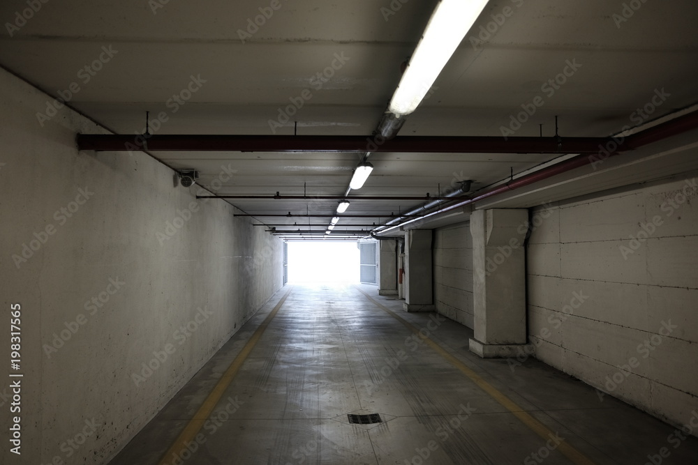 covered parking exit tunnel