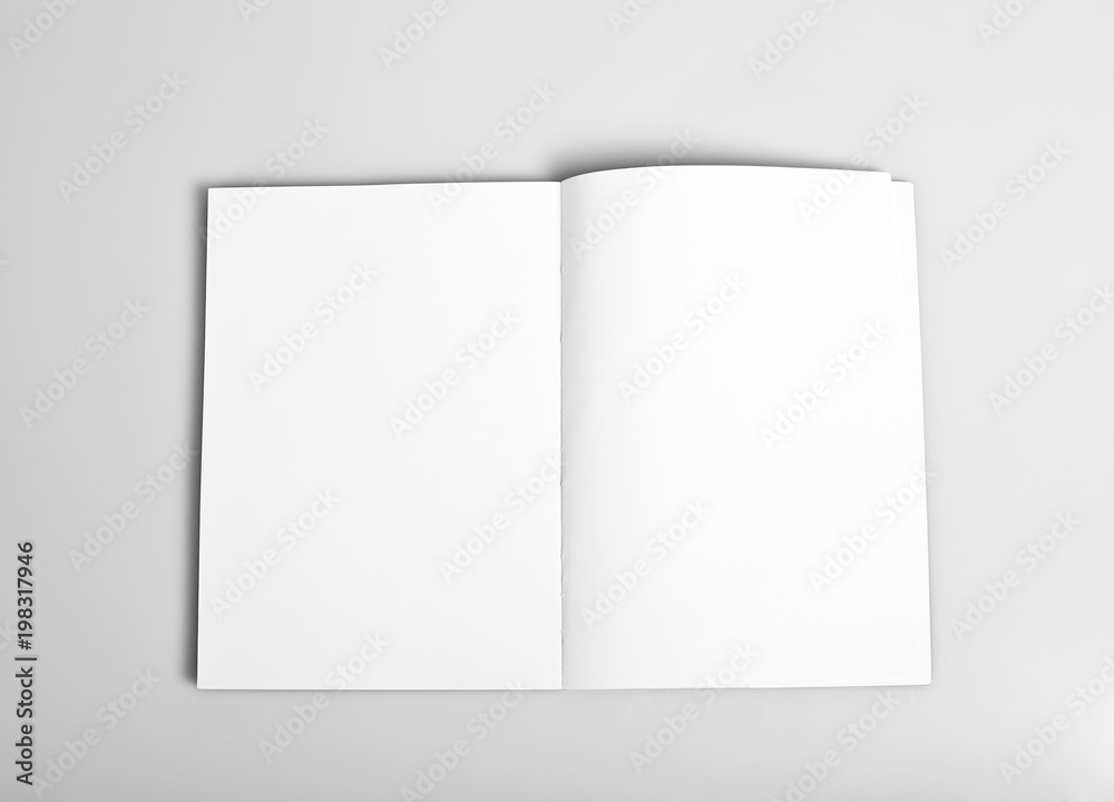 Open magazine with blank pages Open magazine with blank pages