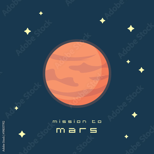 Fototapeta Naklejka Na Ścianę i Meble -  Planet Mars, view from space. Mission to Mars, Solar system, stars