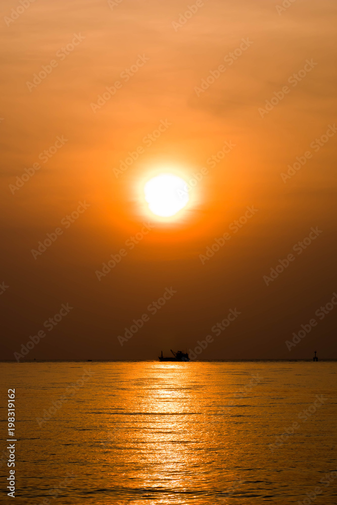 Sunrise image at the sea.