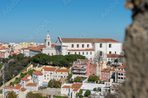 View of church and city of Lisbon from the castle