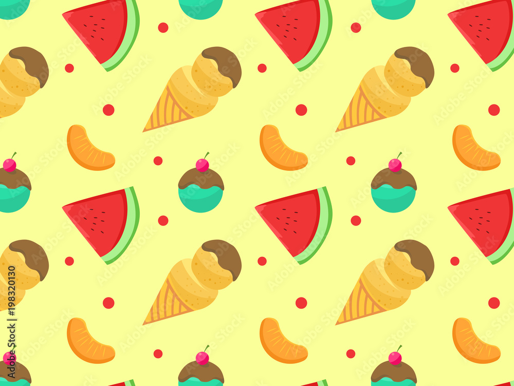 tropical fruit and ice cream seamless pattern tropical fruit and ice cream seamless pattern