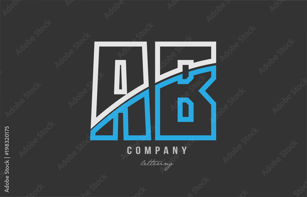 Fototapeta premium white blue alphabet letter ab a b logo icon design