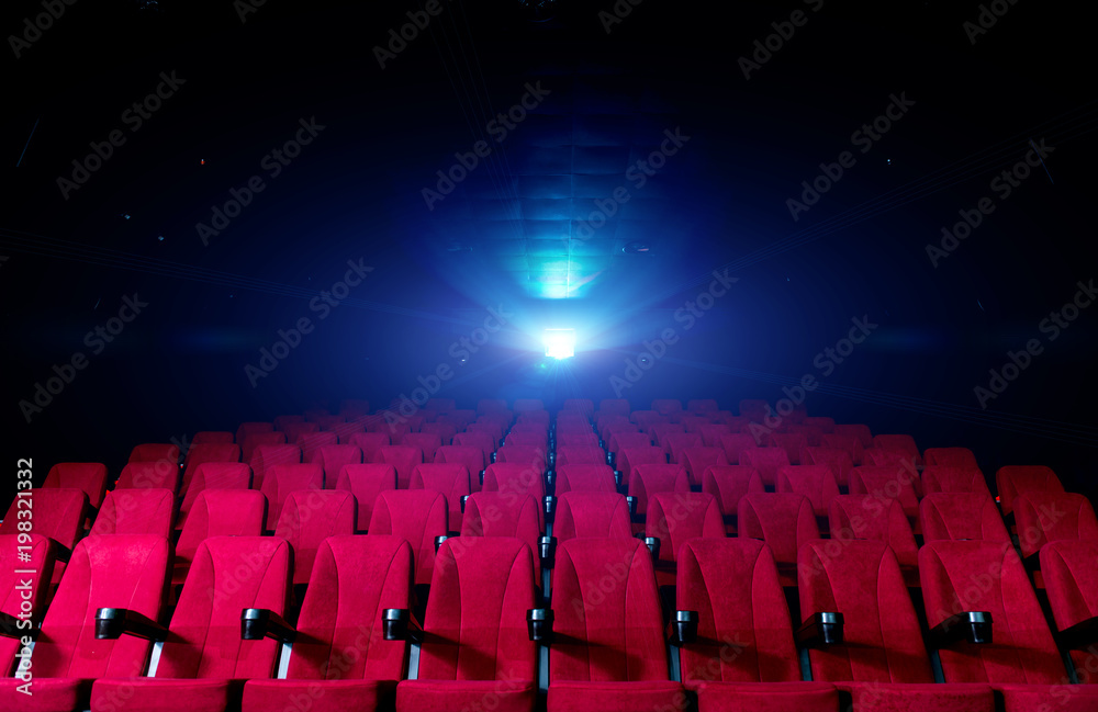 Fototapeta premium movie theatre hall with red seats 