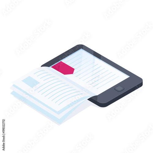 Electronic book isolated.
