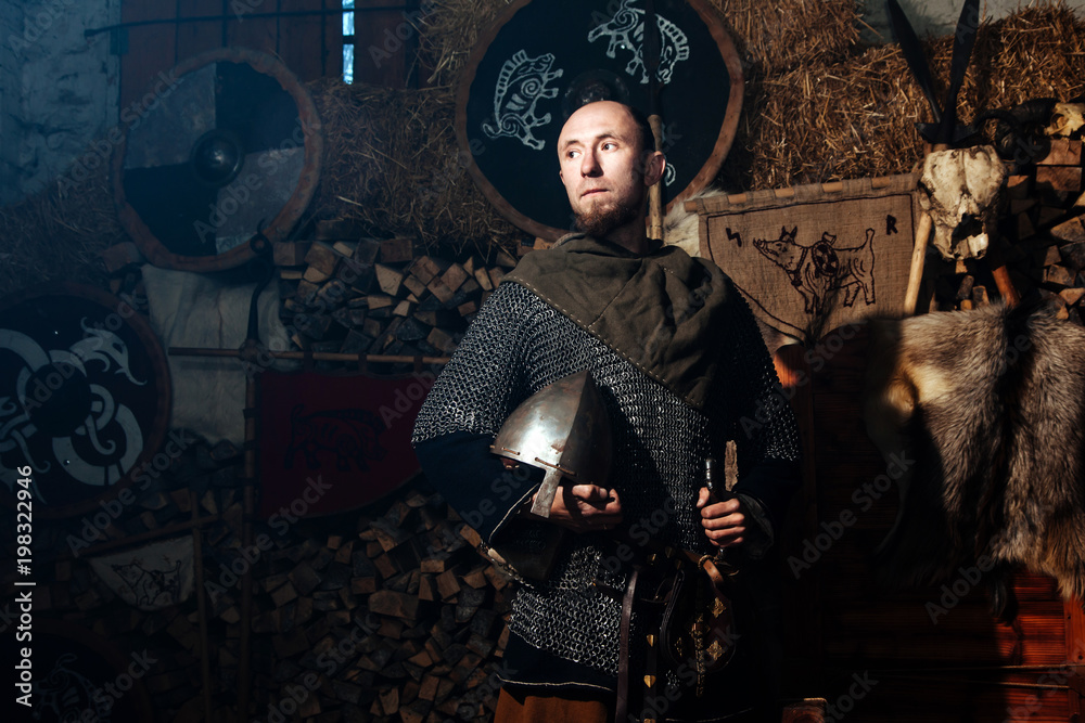 Viking sword handles sword rack reenactment forge smith warrior weapon outfit ax shield skin hearth one man helmet