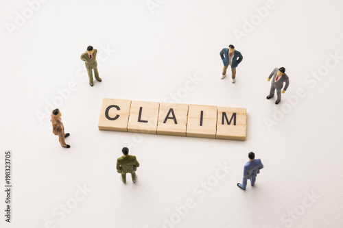 businessman figures meeting on claim conceptual