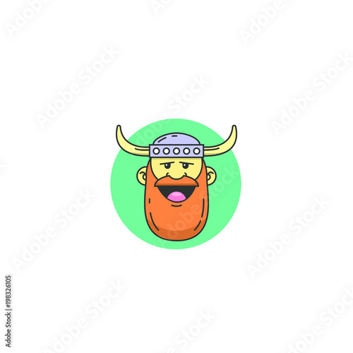 Colored cartoon face picture of the Viking
