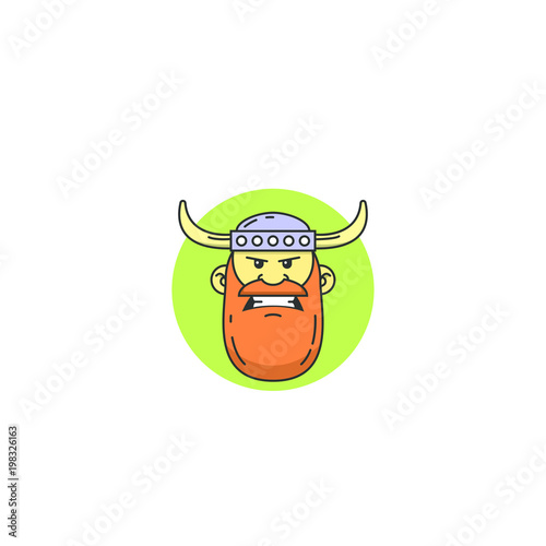 Colored cartoon illustration of the evil viking's face