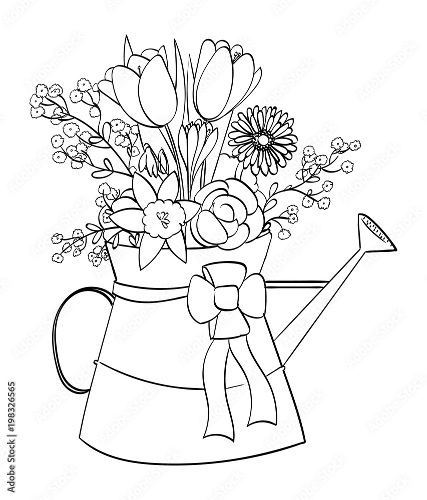 Spring Flowers Outline