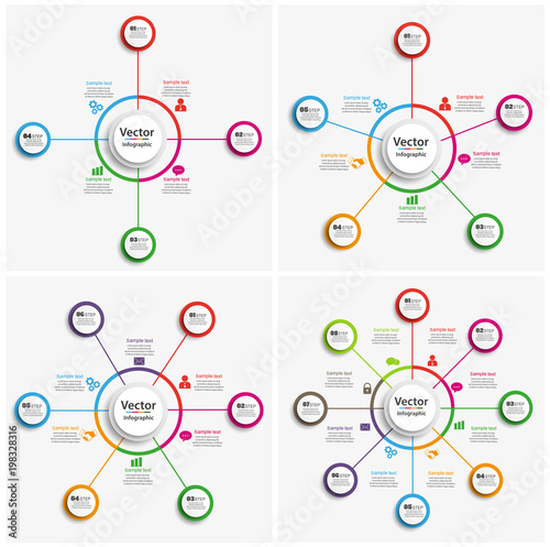 Set of colorful infographics template with steps, options. For infographic, banner, web design,presentation. Vector Eps 10