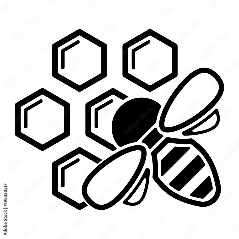 Bienen & Honig Icon - Biene auf Waben Bienen & Honig Icon - Biene auf Waben