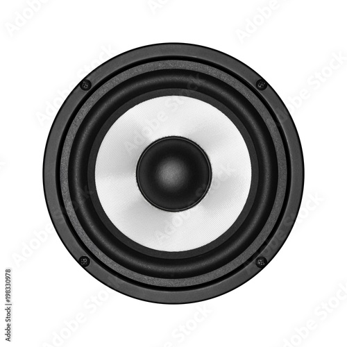 White speaker. Isolated on white background. Close up