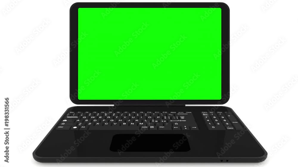 Animazione - Chroma key. Computer portatile nero. Apertura e chiusura. Con spazio per Chroma key in corrispondenza al monitor. Animazione - Chroma key. Computer portatile nero. Apertura e chiusura. Con spazio per Chroma key in corrispondenza al monitor.